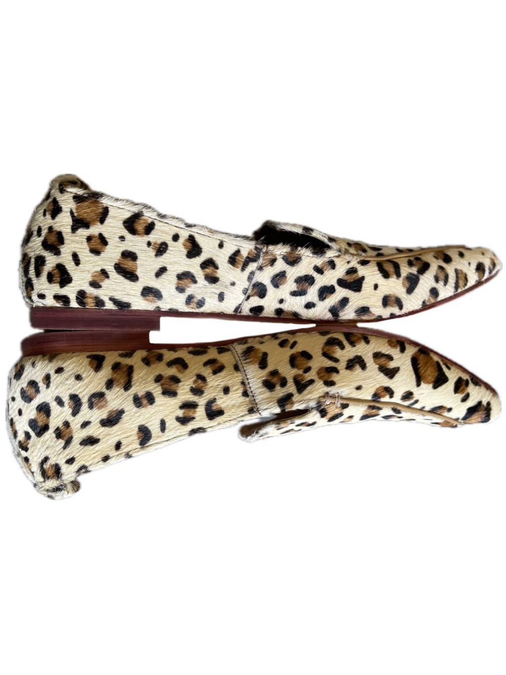 Calf Hair Leopard Cheetah Print Enjoiya Pointy Toe Narrow Haircalf Loafer Flats - Picture 2 of 8
